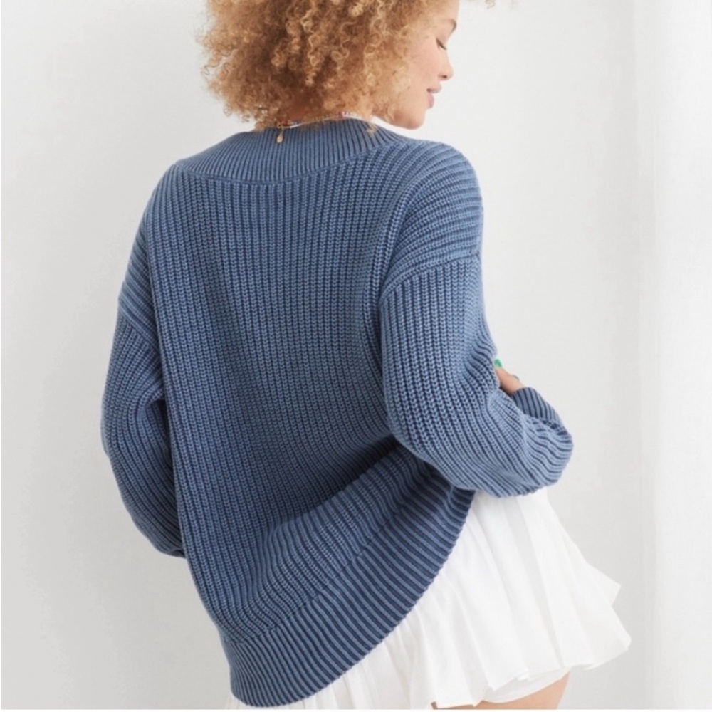 NWT Aerie Chunky Ribbed Oversized V-Neck Sweater - Picture 2 of 8